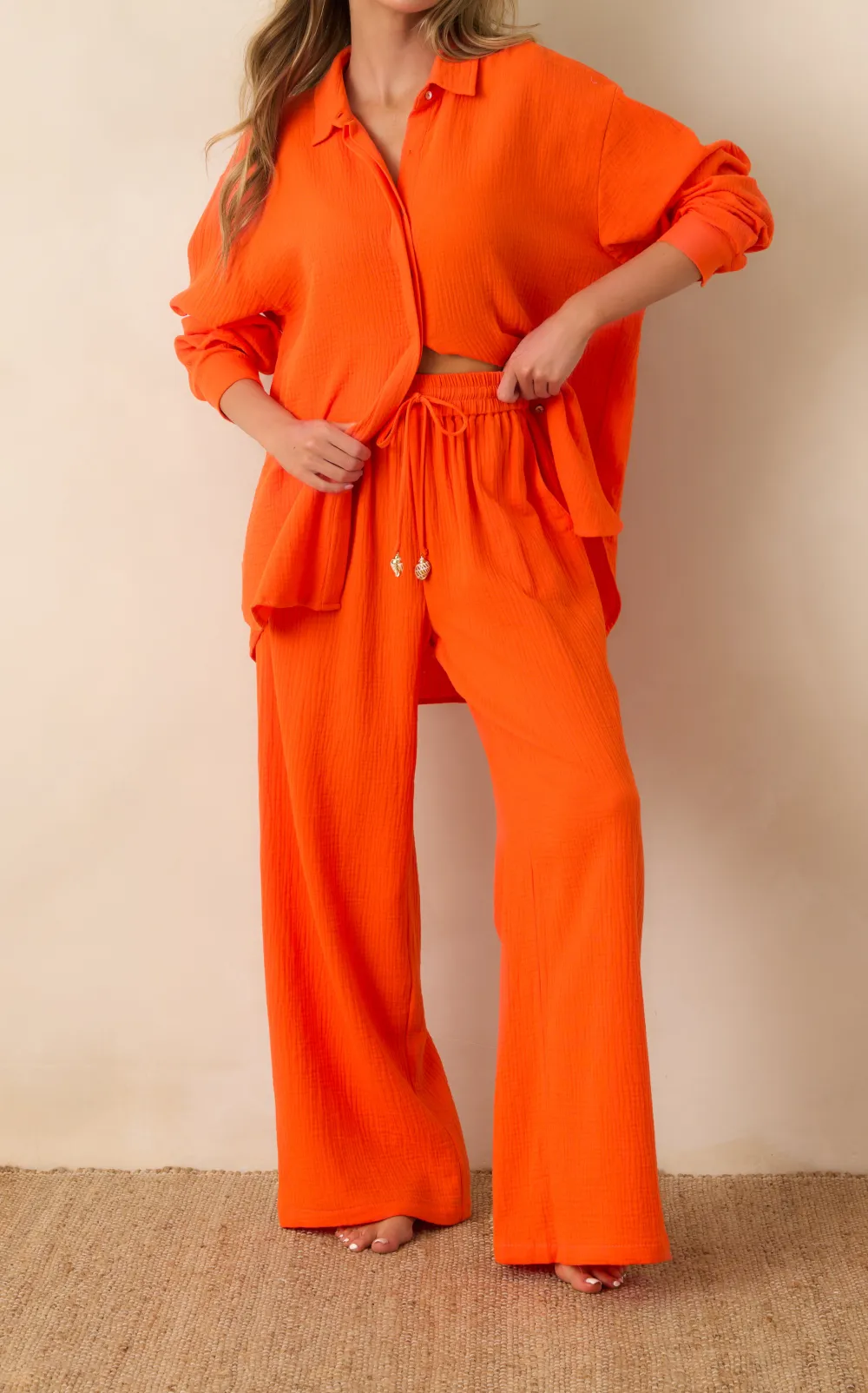 Tequila Sunrise Orange Button Up Shirt