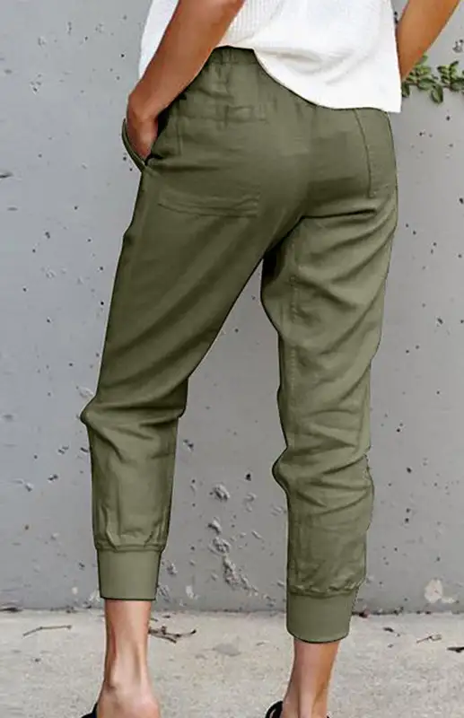 Lace Up Ninth Ankle Banded Pants