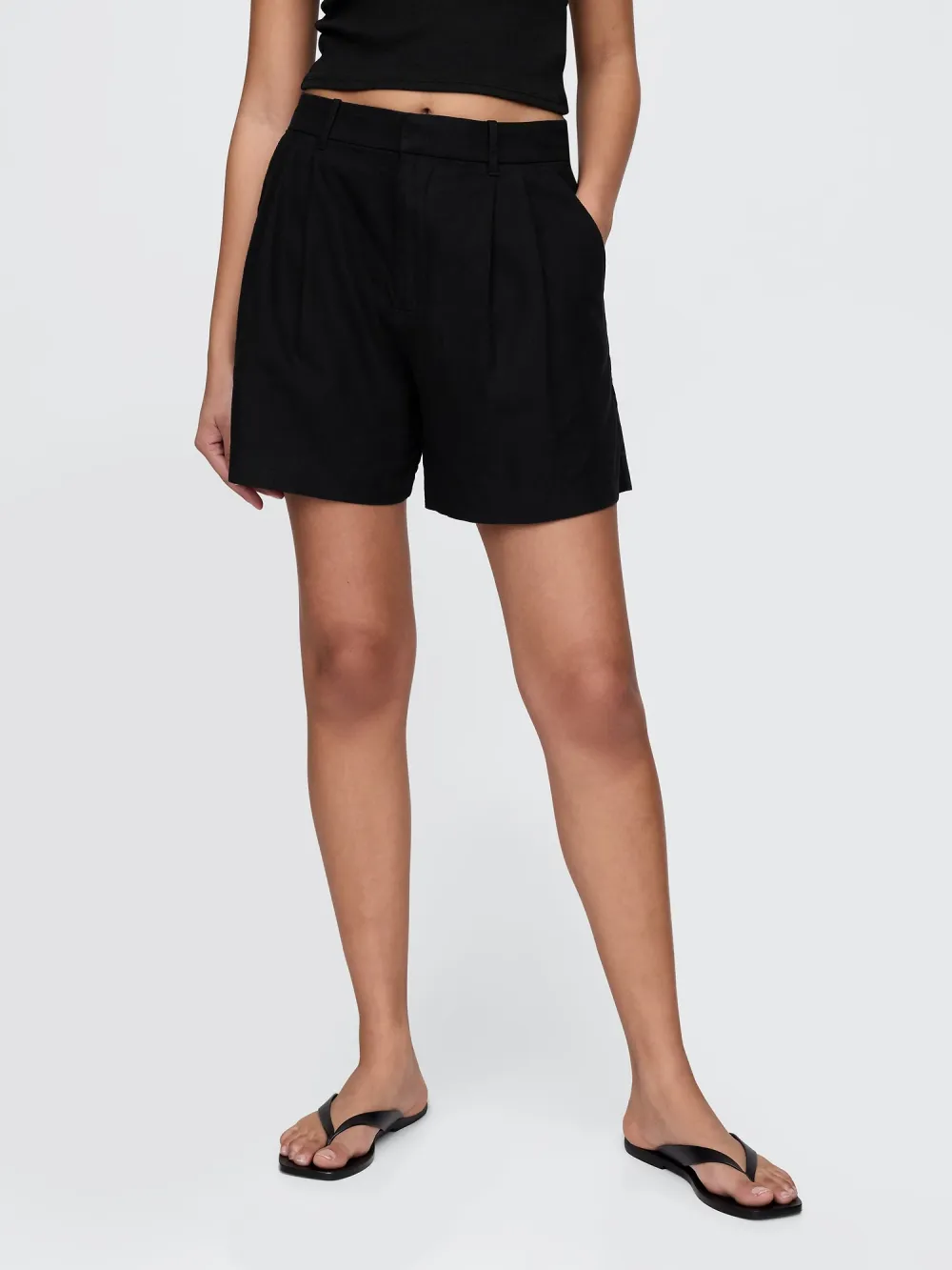 Solid Color Linen Shorts