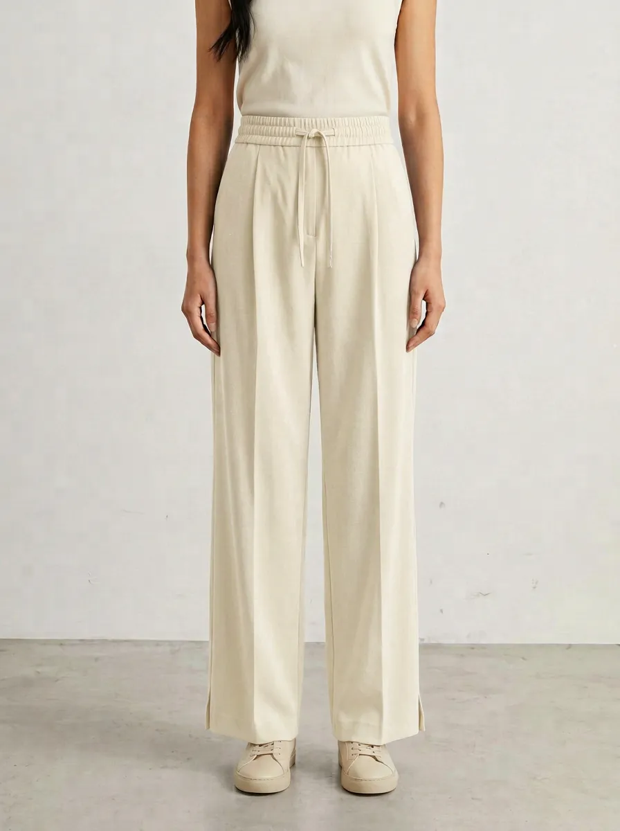 Drawstring Wide-Leg Trousers