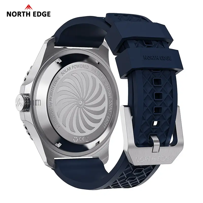 North Edge Solar Powered 200M Waterproof Ceramic Bezel Dive Watch ABYSS-Never needs a battery replacement