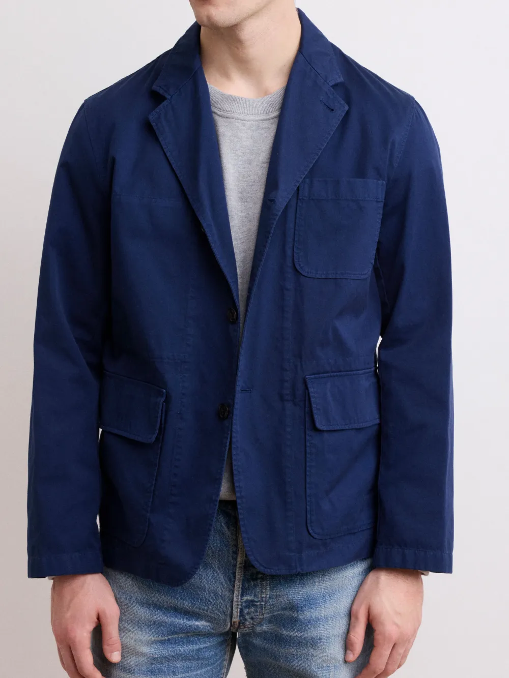 Men's Deep Blue Lapel Jacket