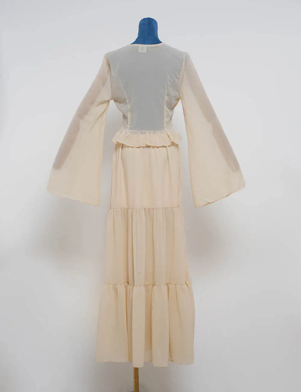 Boho Chiffon Lace Panel Flared Sleeves Blouse and Maxi Skirt Set