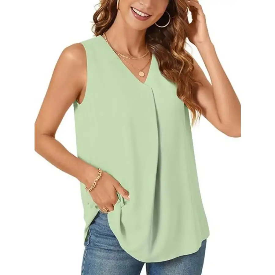Full Size V Neck Sleeveless Tank Top