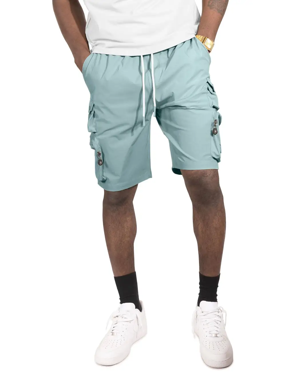 Nylon Spandex Cargo Shorts - Teal