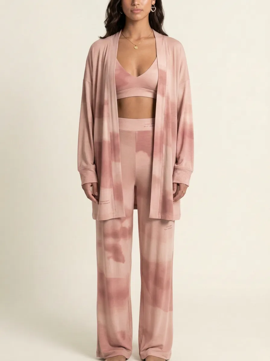 Tie Dye Ribbed Wide Leg Lounge Set