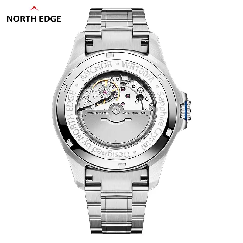 North Edge Men's luxury automatic mechanical watch ceramic bezel watch Anchor
