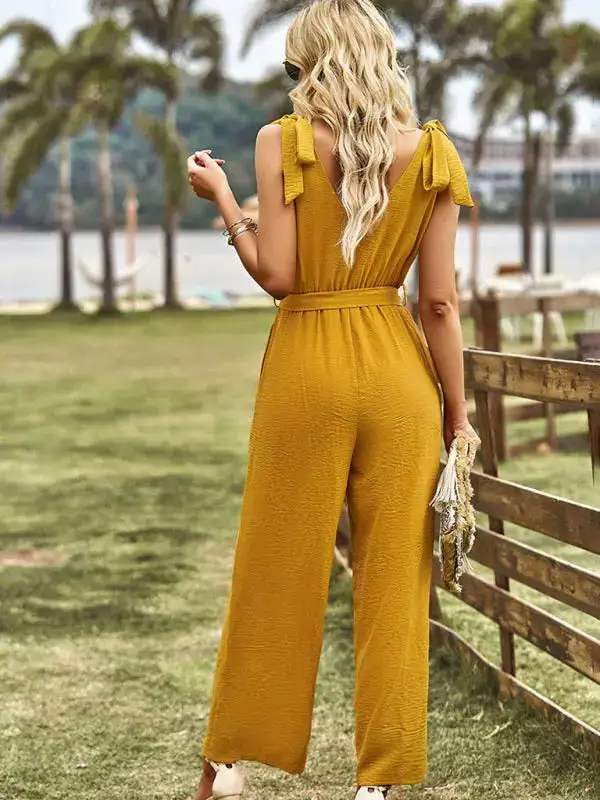 Woven Commuting Waist Slimming Sleeveless Jumpsuit