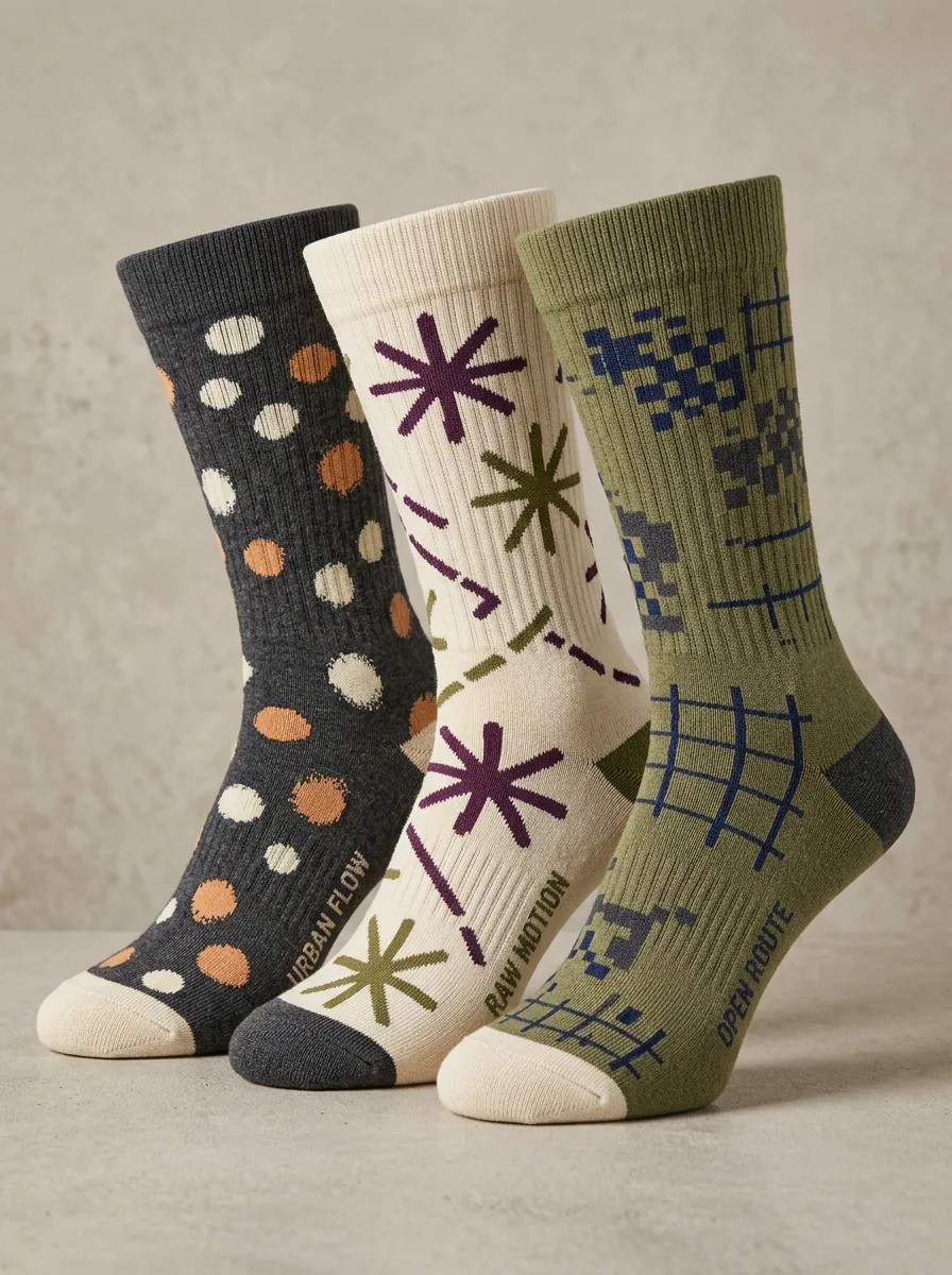 Retro-Inspired Geometric Casual Sock Set