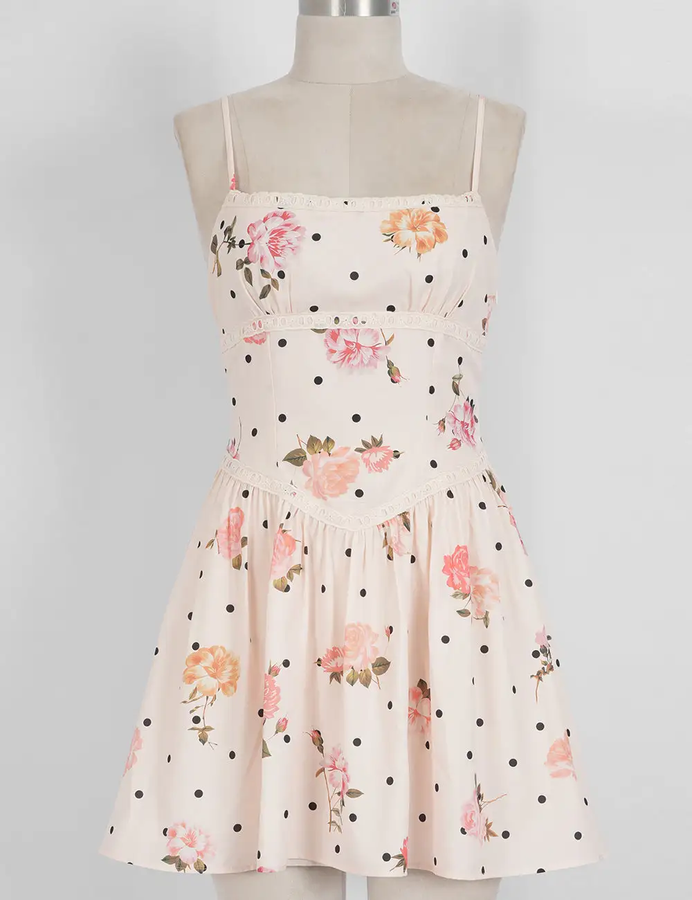 Polka Dot Square Neck Cami Mini Dress