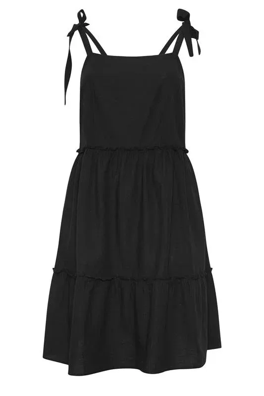 Black Linen Smock Dress