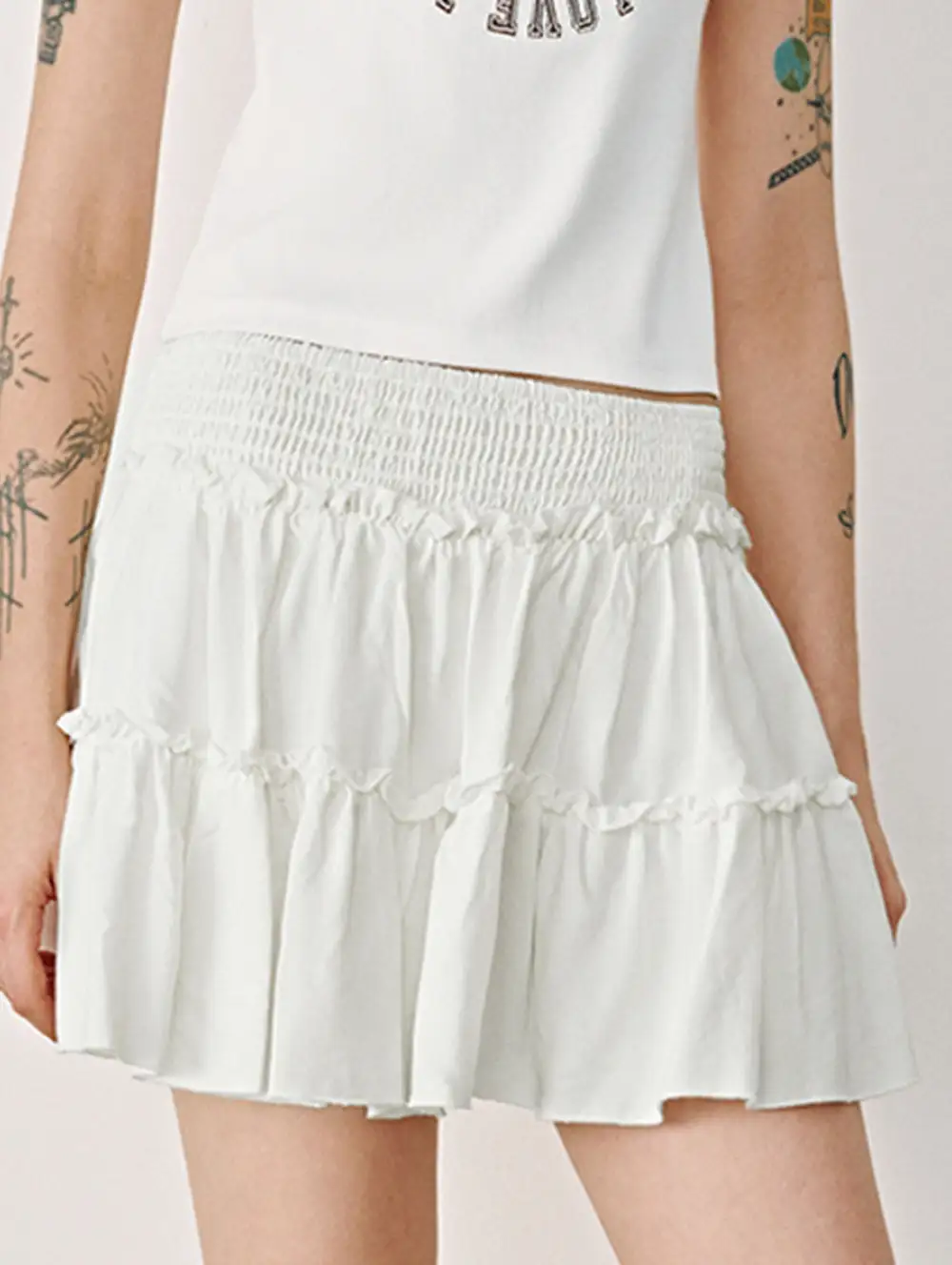 Elastic Waist Midi Skirt