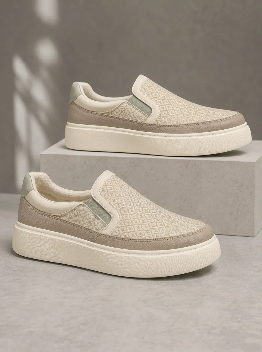 Men's Street Geometric Pattern Patterned Slip-on Clean Skate Shoes