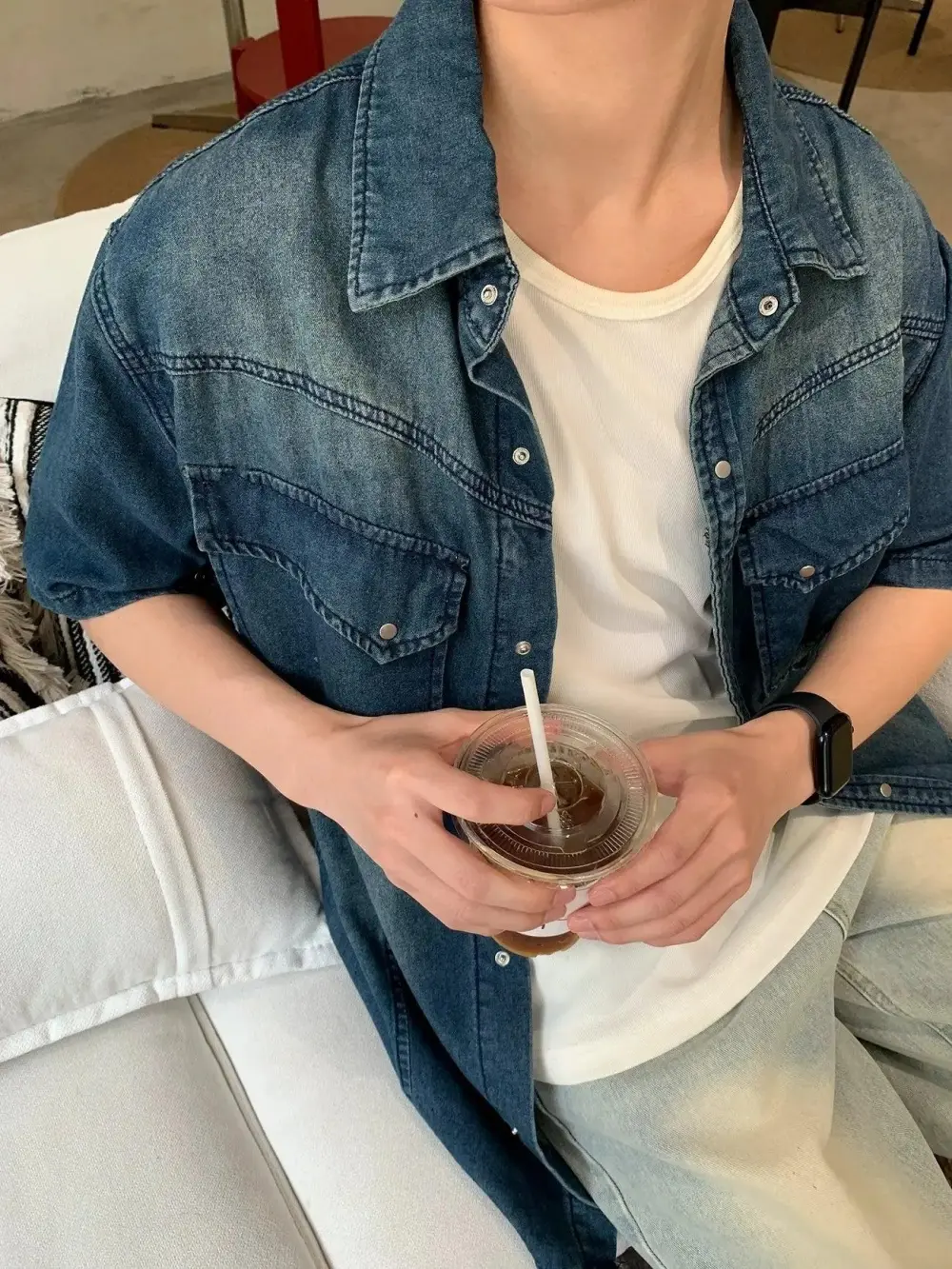 Buttoned Front Pocket Denim Shirt