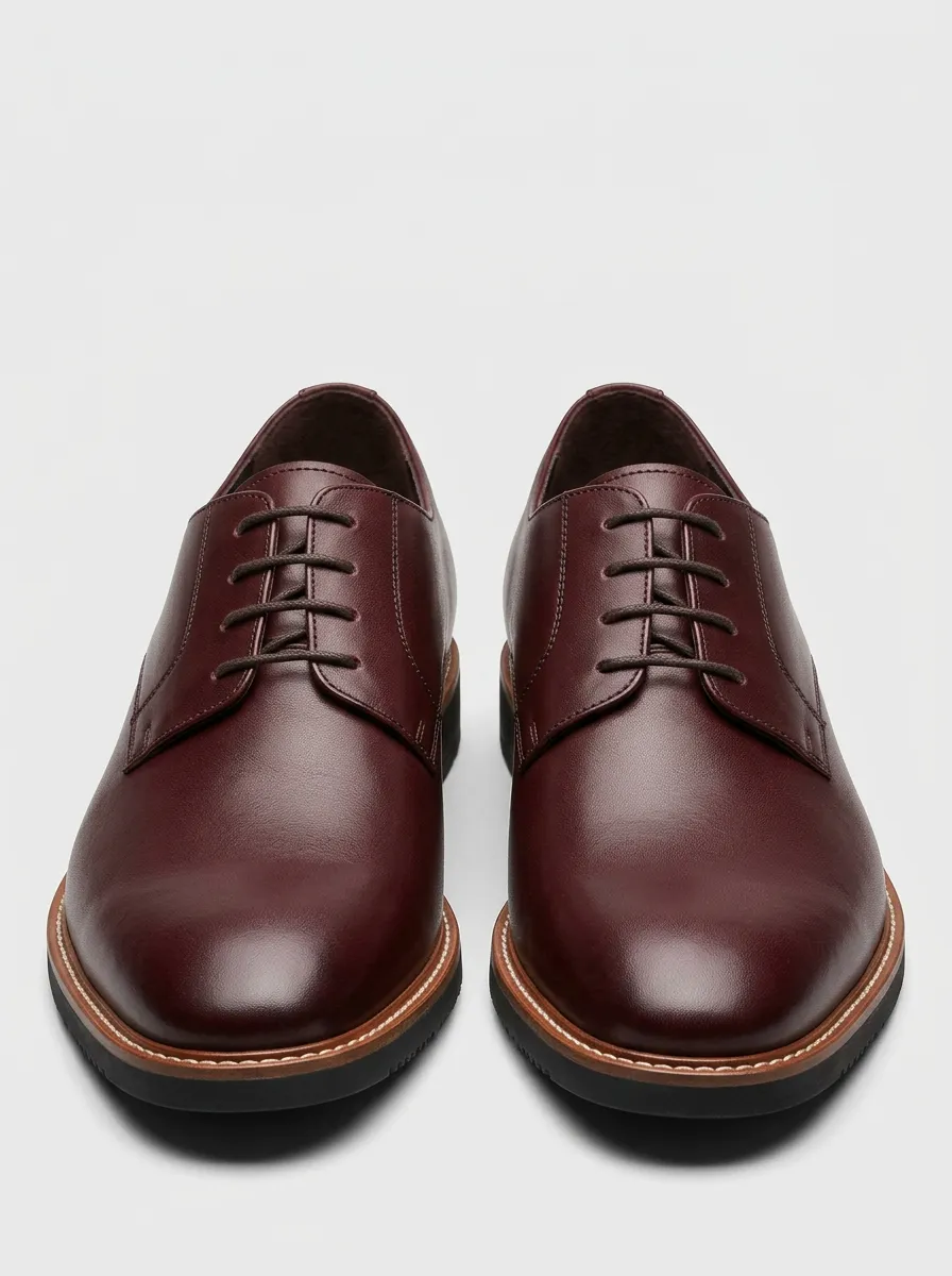 Men's Classic Business Burgundy Leather Oxford Shoes