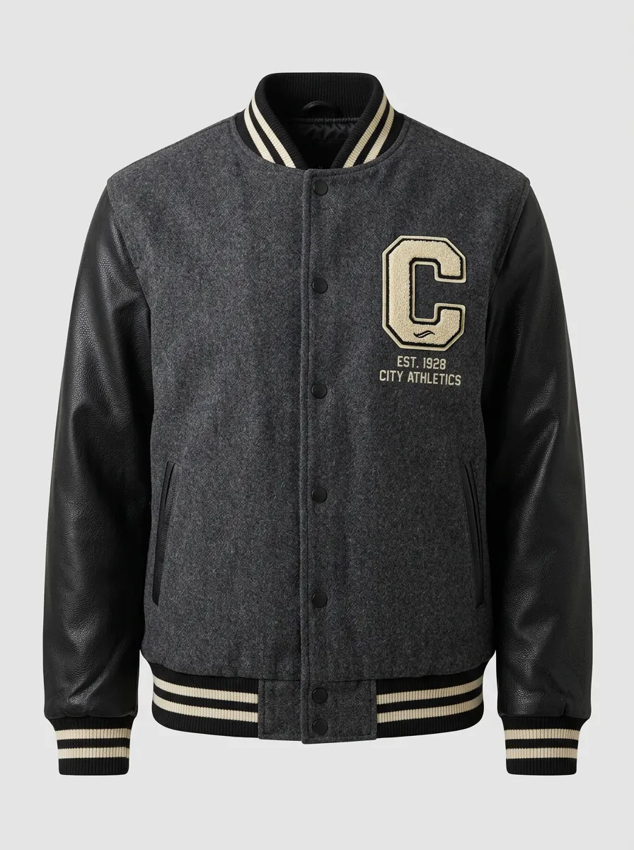 Men's City Athletics Letter C Wool Baseball Jacket