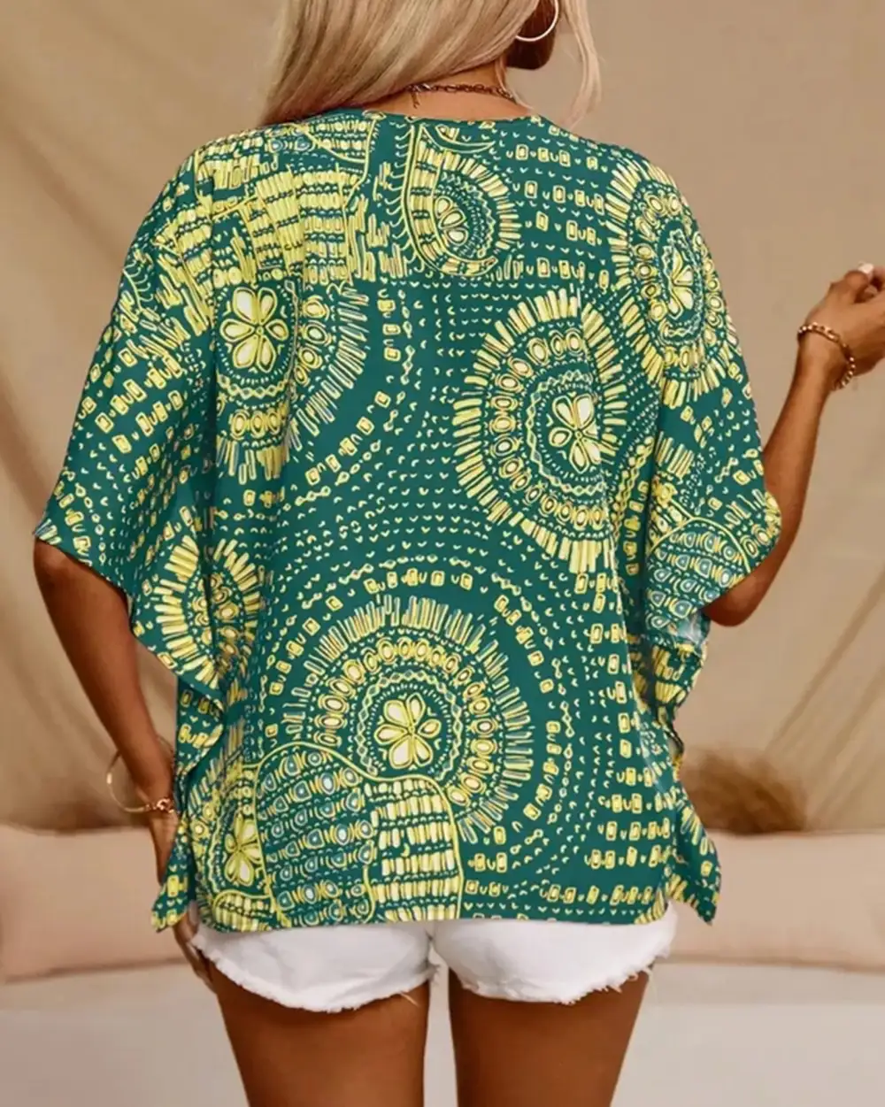 Soft Printed V Neck Blouse