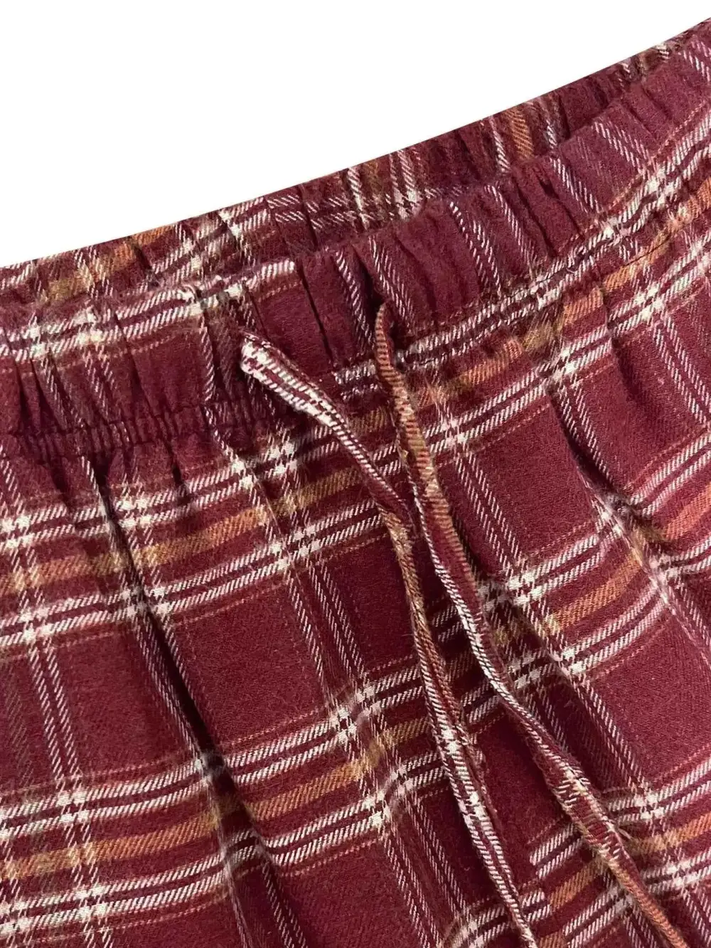 Plaid Drawstring Wide-Leg Pants