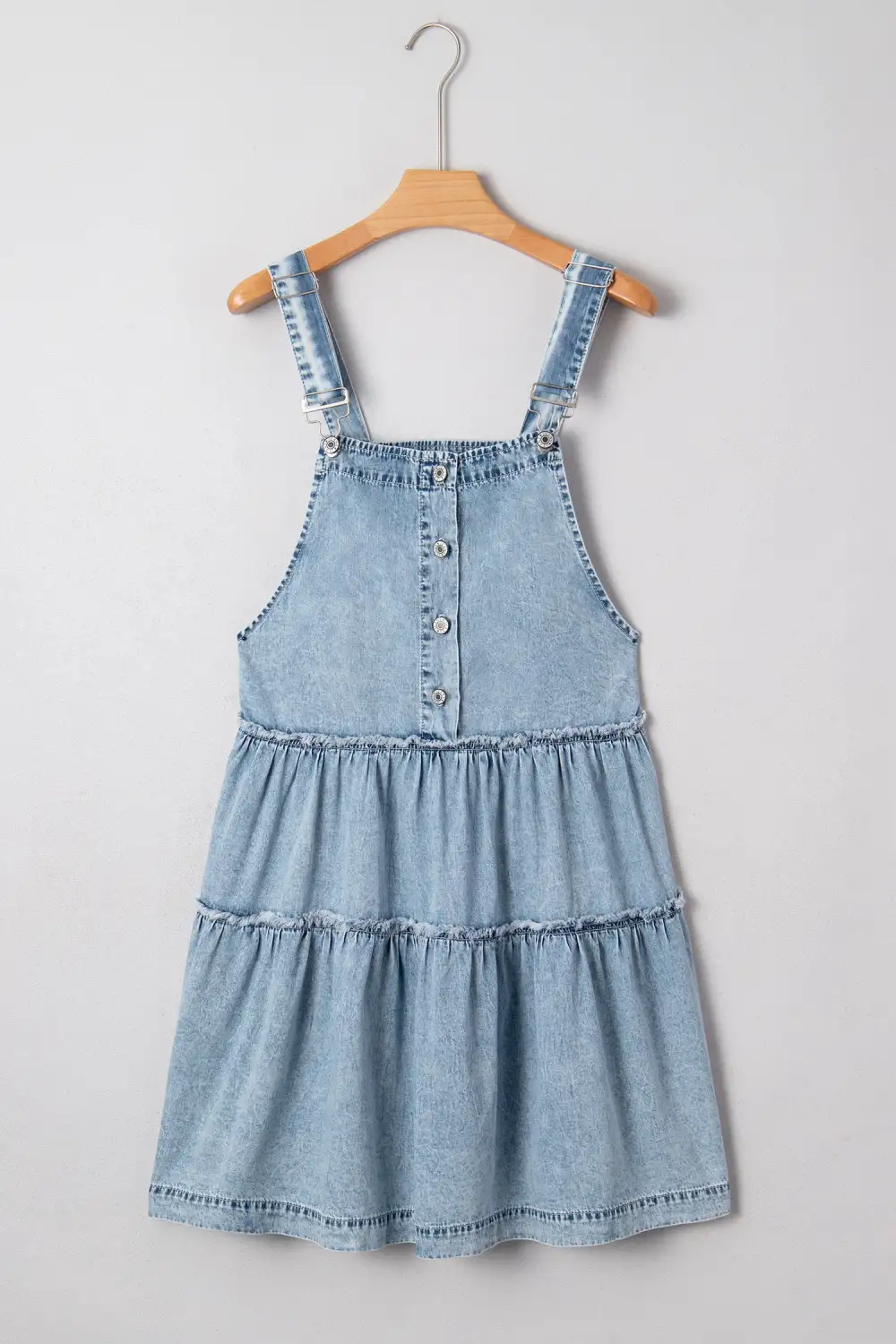 Smooth Finish Denim Tiered Jumpsuit
