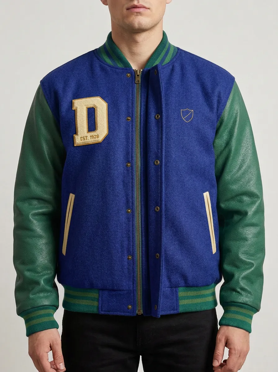 Men's Letter D 1928 Patch Wool Baseball Jacket