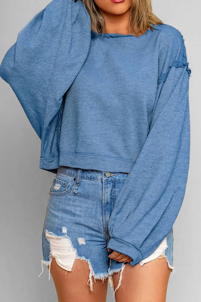 Lantern Sleeves Stitching Pullover