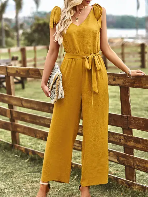 Woven Commuting Waist Slimming Sleeveless Jumpsuit