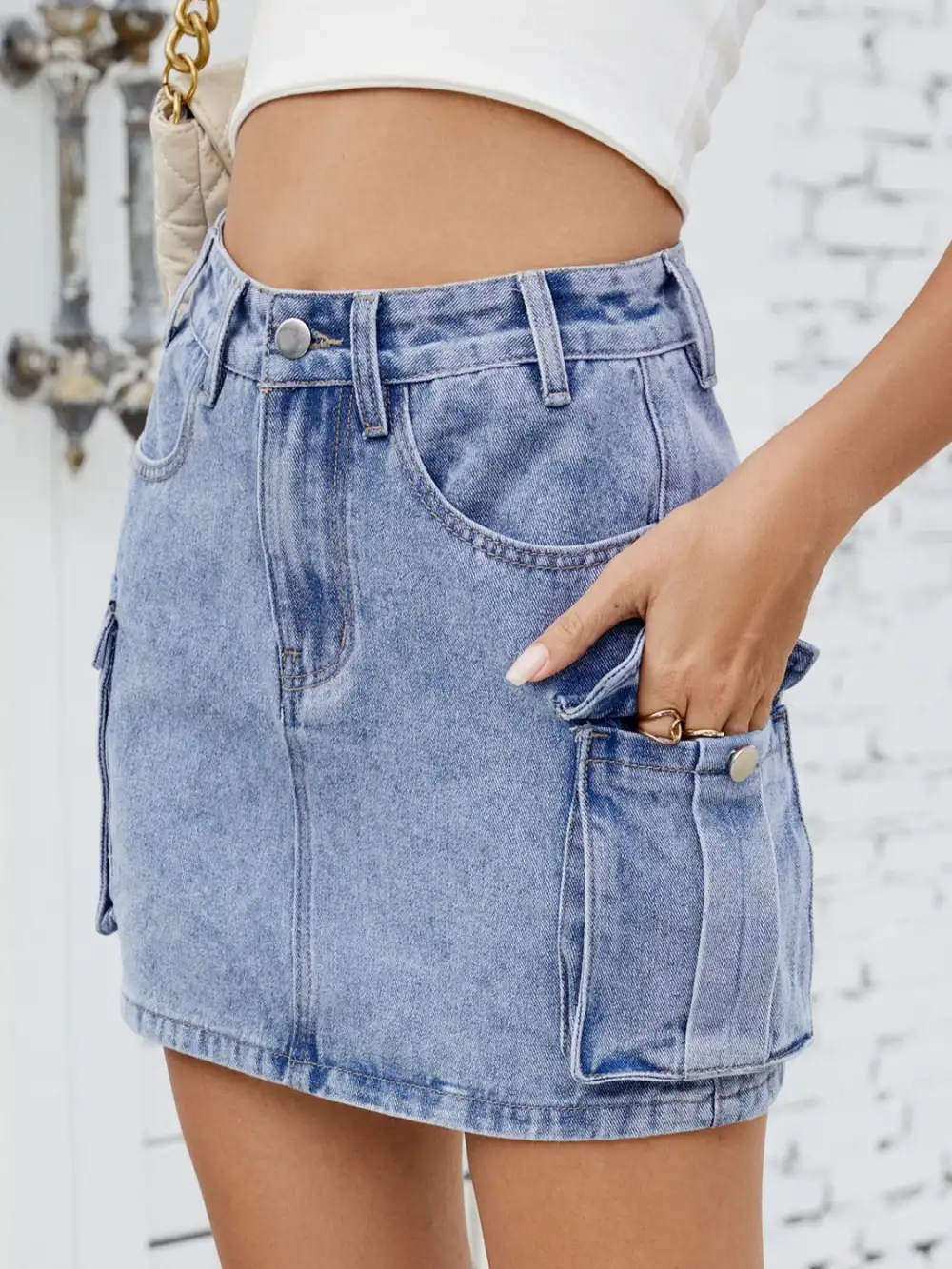 Denim Cargo Skirt