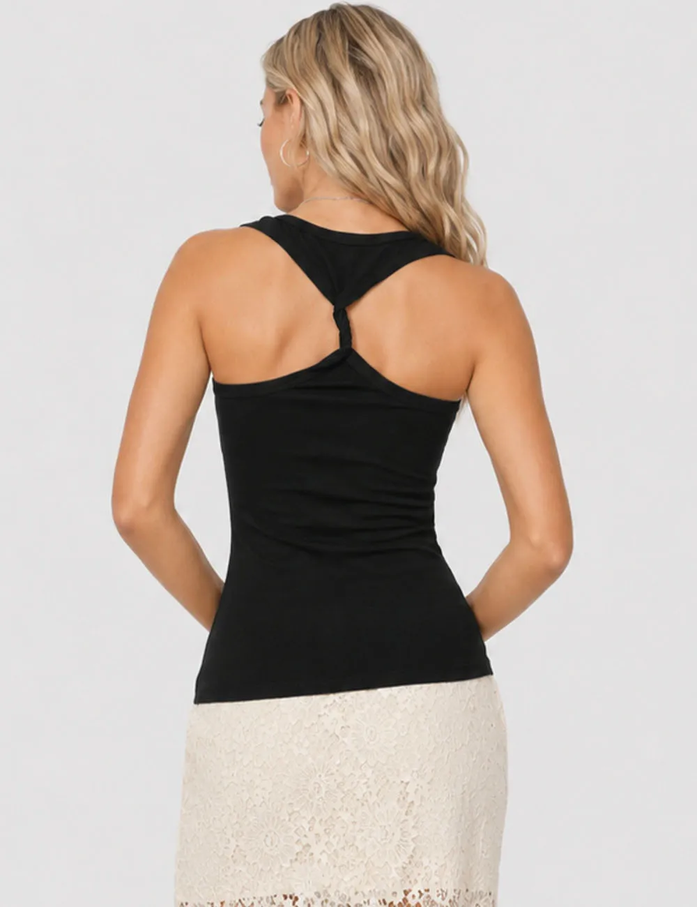 Chic Rhinestone Chain Detail Racerback Tank Top