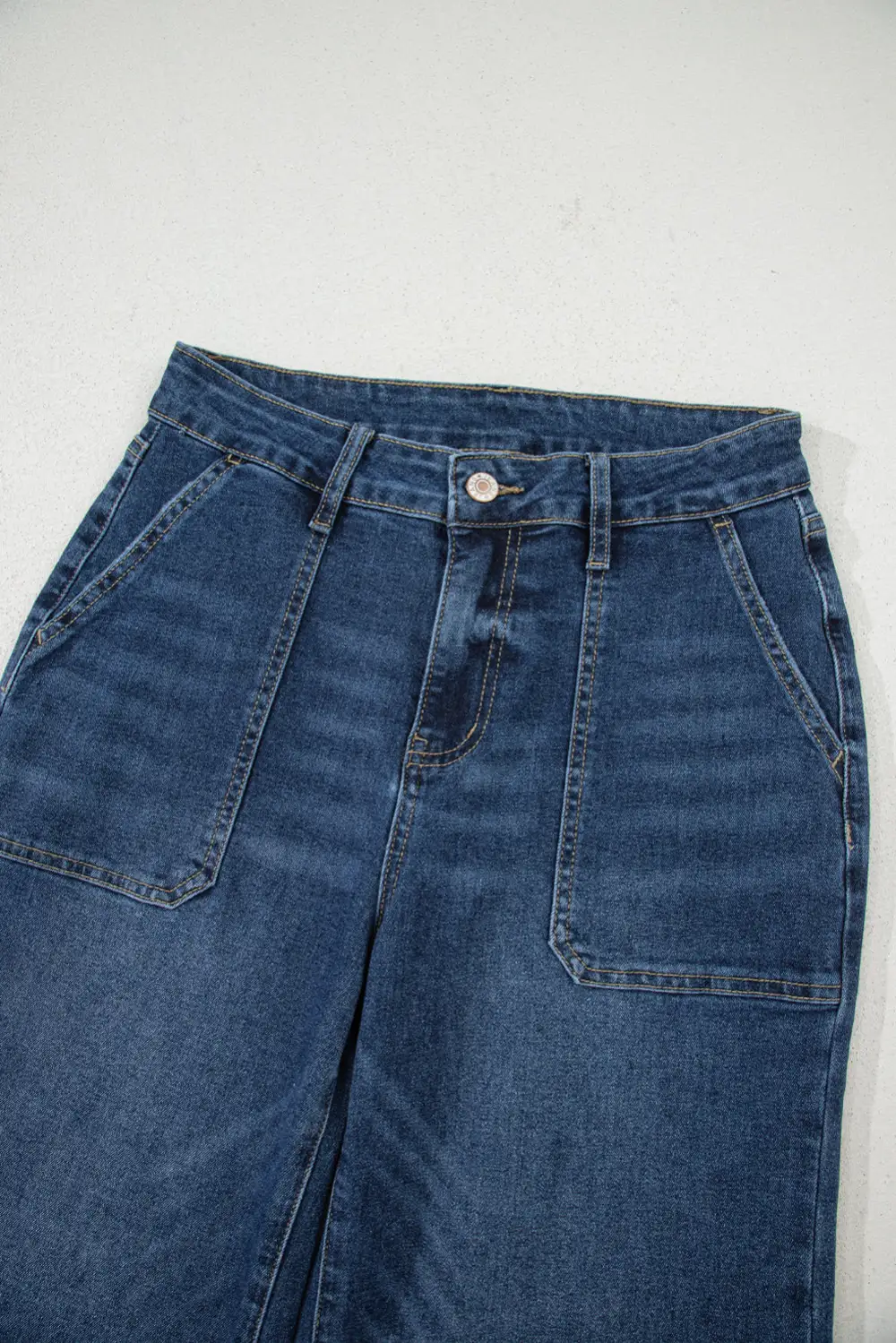 Elastic Waist Layered Denim Jeans