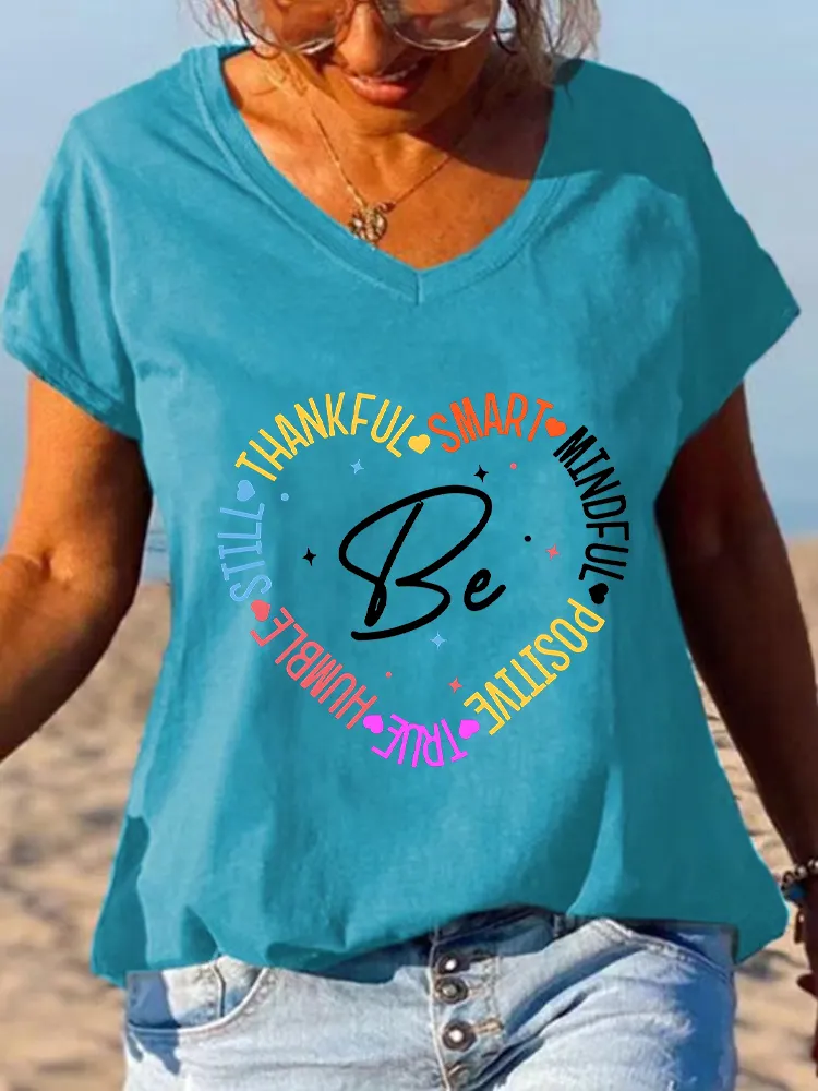 Be Thankful Themed V-Neck T-Shirts