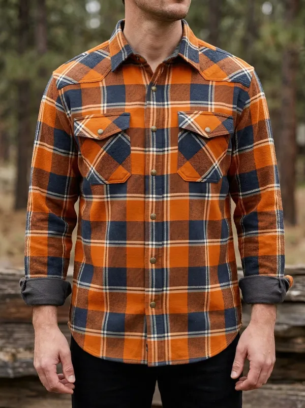 Men's Contemporary Plaid Printed Flannel Shirt
