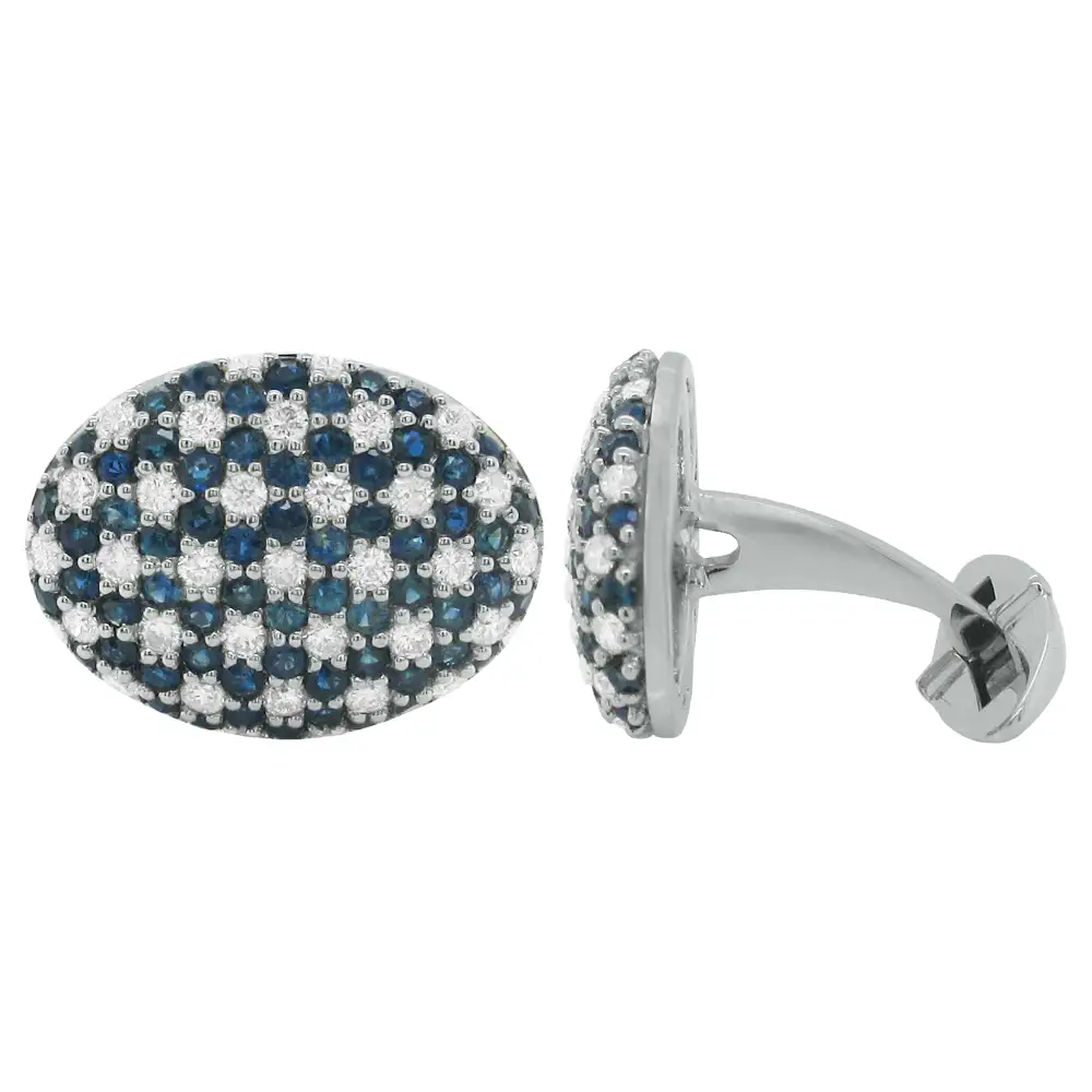 Contemporary Diamond Sapphire Cufflinks