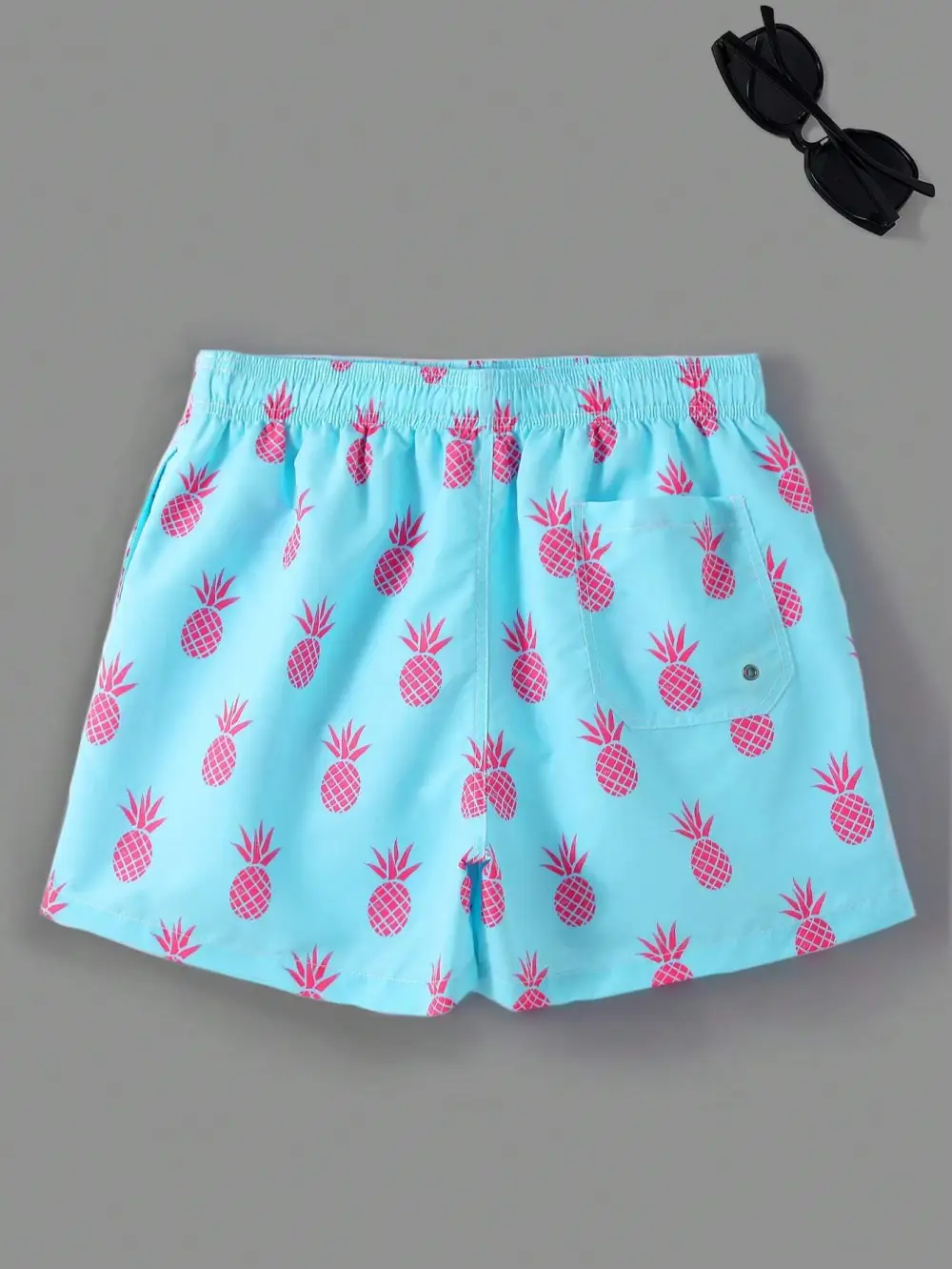 Men's Pineapple Print Drawstring Swim Trunks