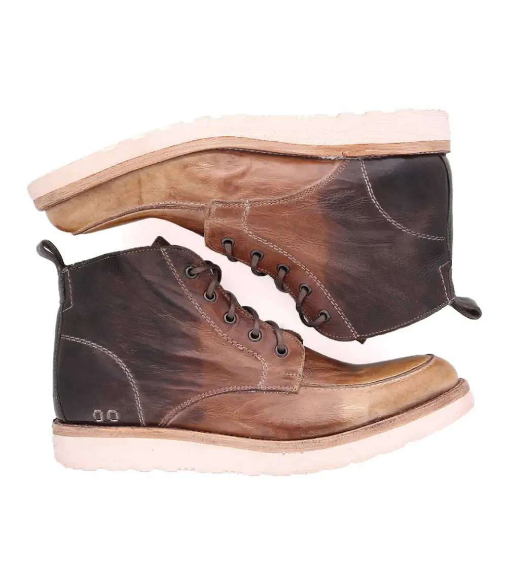 Apron-Toe Lace-Up Distressed Work Boots