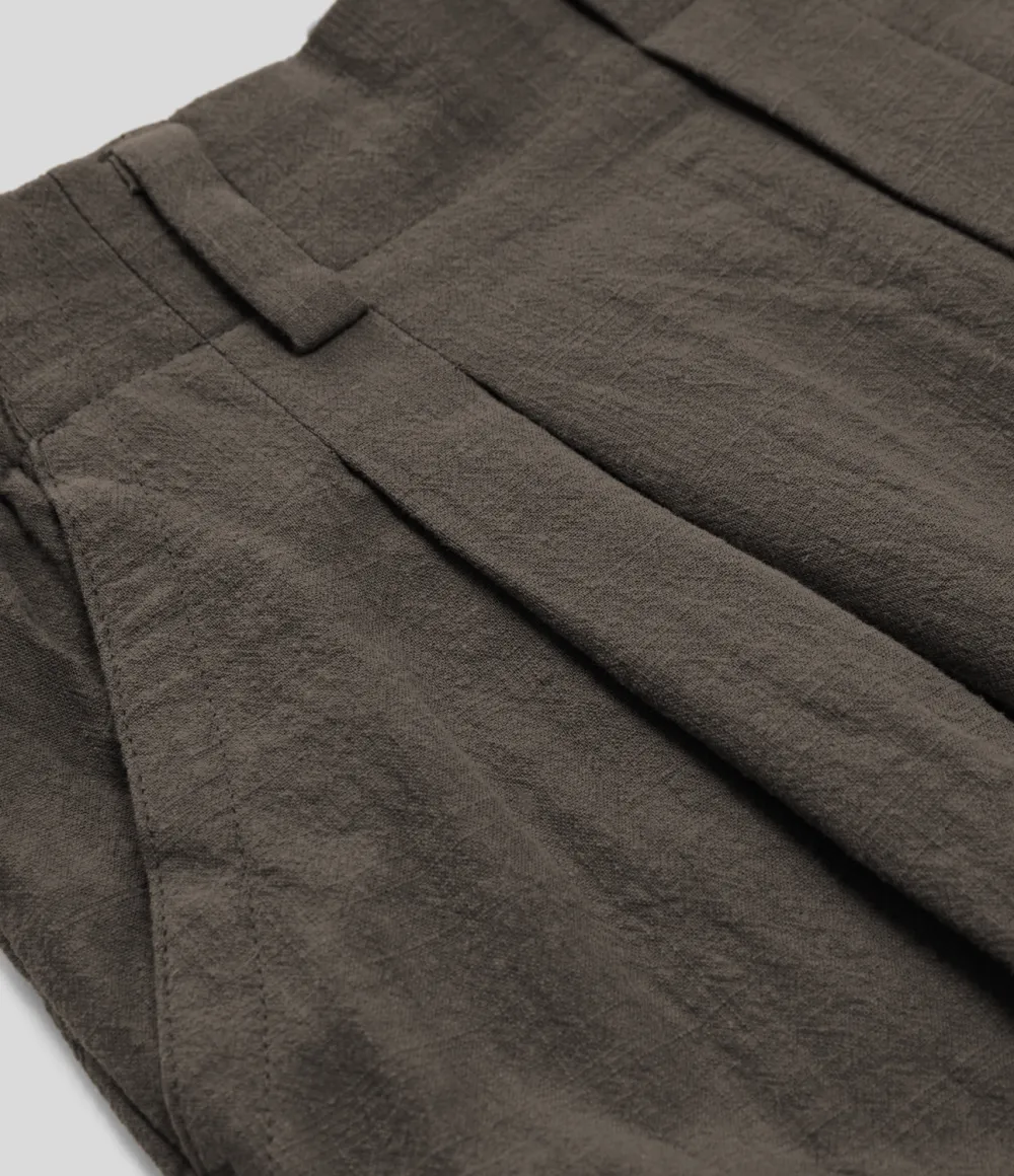 High Waisted Plicated Side Pocket Wide Leg Flowy Solid Palazzo Casual Linen-Feel Pants