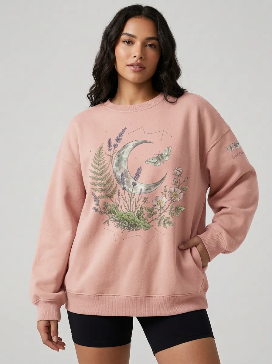 Women's Celestial Botanical Moon Moth Graphic Sweatshirt