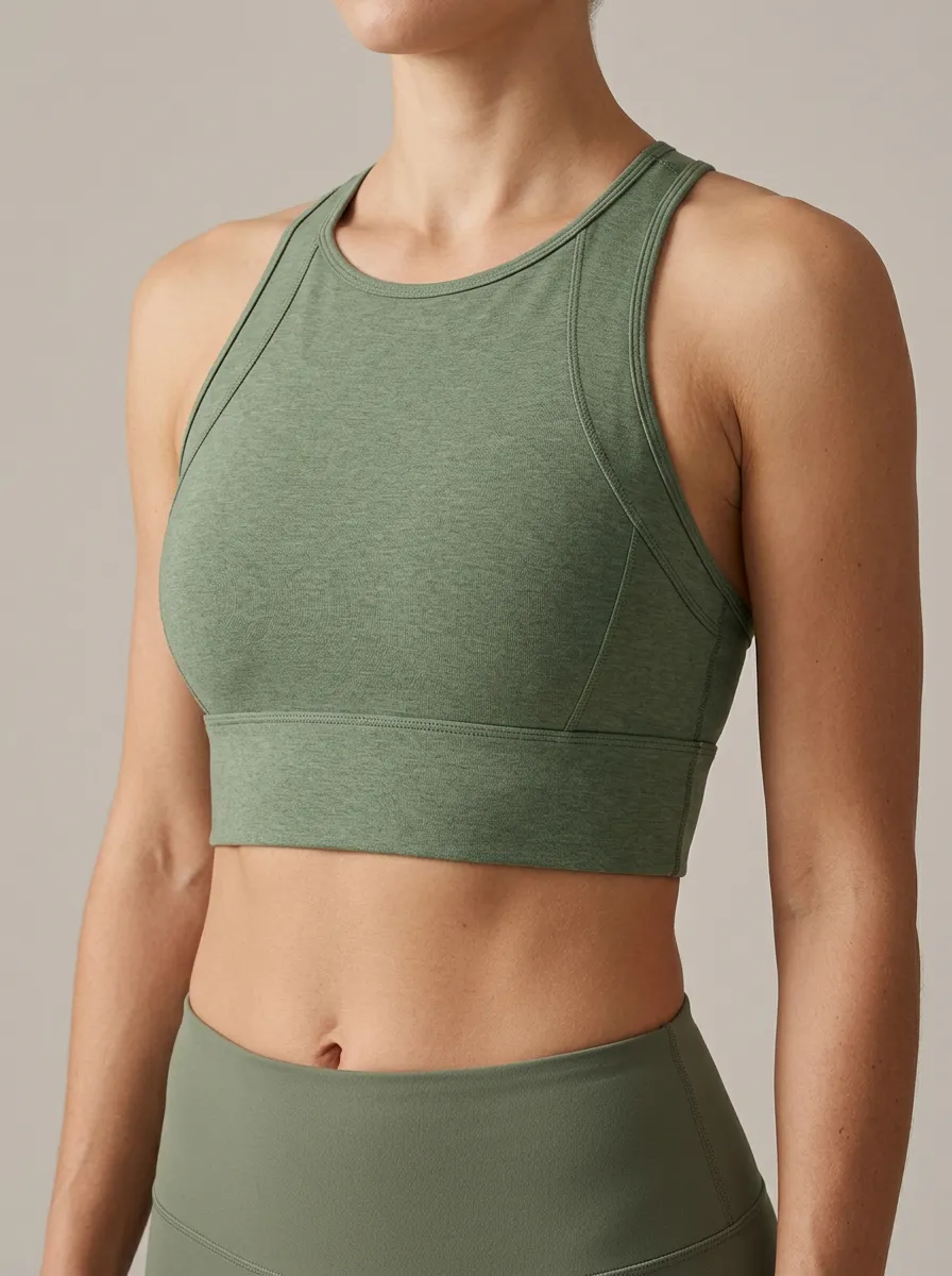 Women's High Neck Racerback Panel Detail Sports Bra