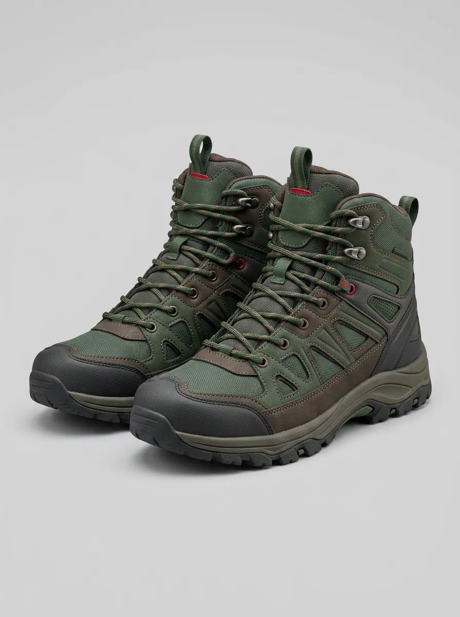 Men's Outdoor Hiking Olive Green Waterproof Printed Boots