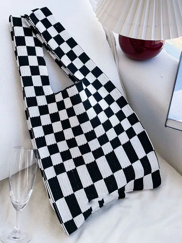 Plaid Woven Everyday Tote Bag