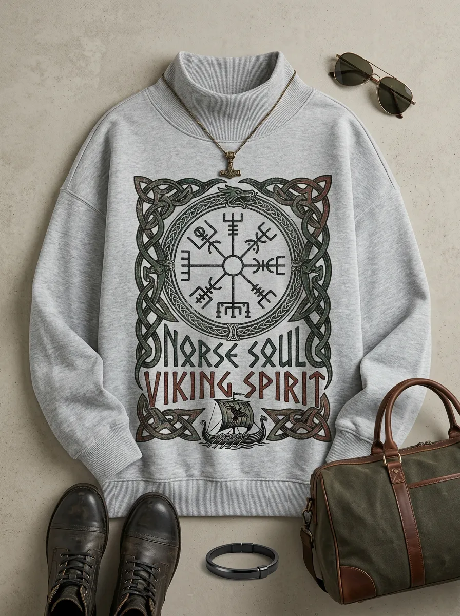 Women's Norse Viking Compass Dragon Printed Sweatshirt