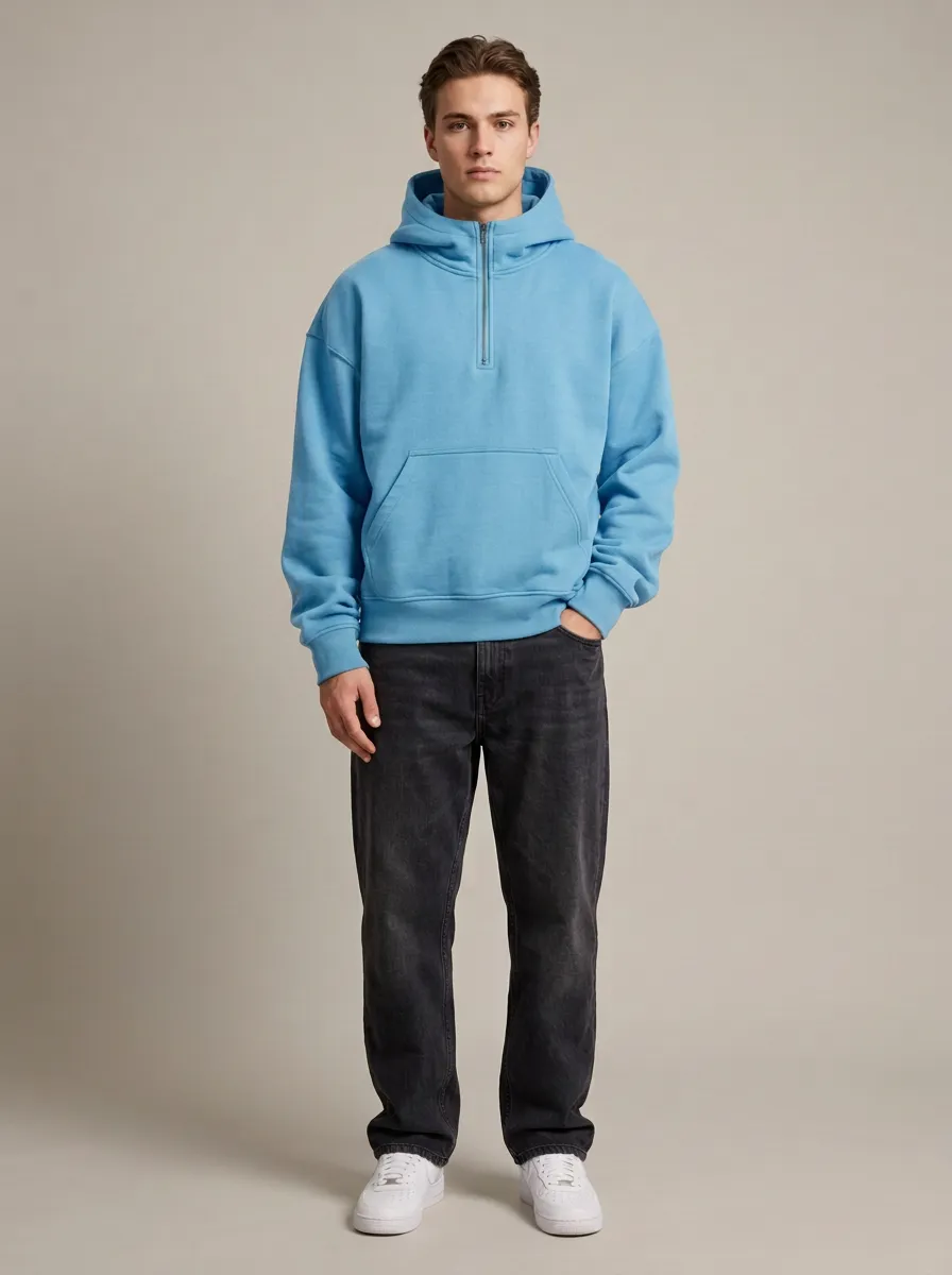 Unisex Quarter Zip Everyday Essential Leisure Hoodie