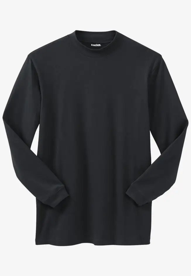 Mock Turtleneck Long-Sleeve Cotton Tee
