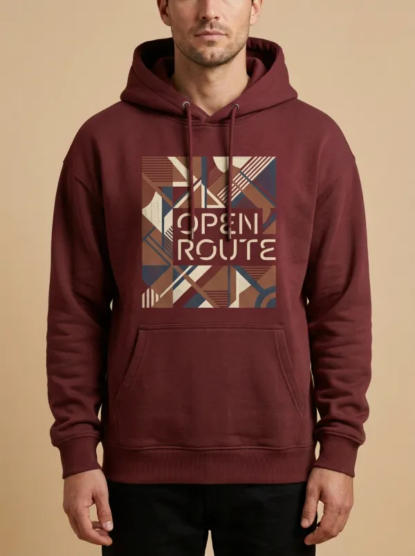 Unisex Lettered Geometry Kangaroo Hoodie