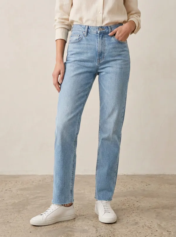 High-Rise Vintage-Wash Relaxed Women's Straight-Leg Jeans