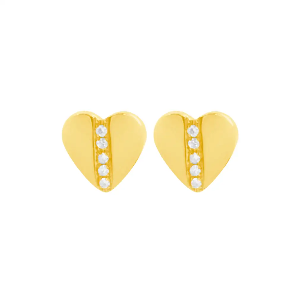 Fine Detail Heart Gem Detail Stud Earrings