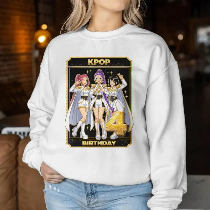 4Th Birthday K-Pop Star Korean Pop Music Lovers Girls Bday Women Sweatshirt
