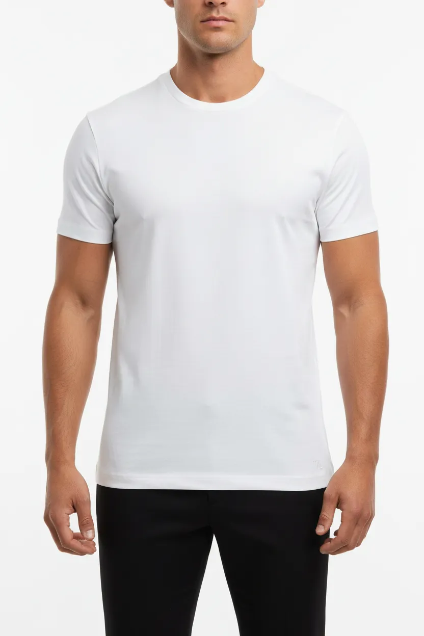 Refined Round Neck Crew Neck Cotton T-Shirt