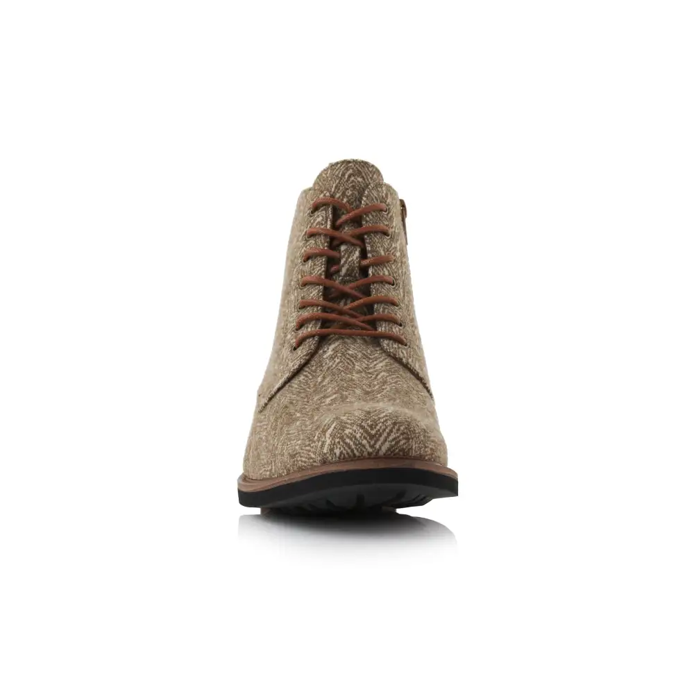Faux-Leather Burnished Lace-Up Ankle Boots