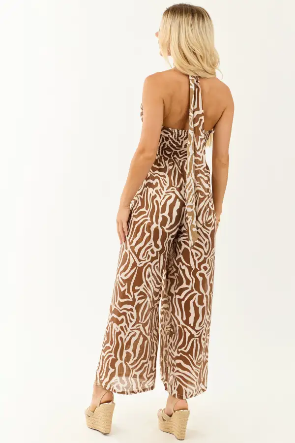 Spice Abstract Convertible Halter Wide Leg