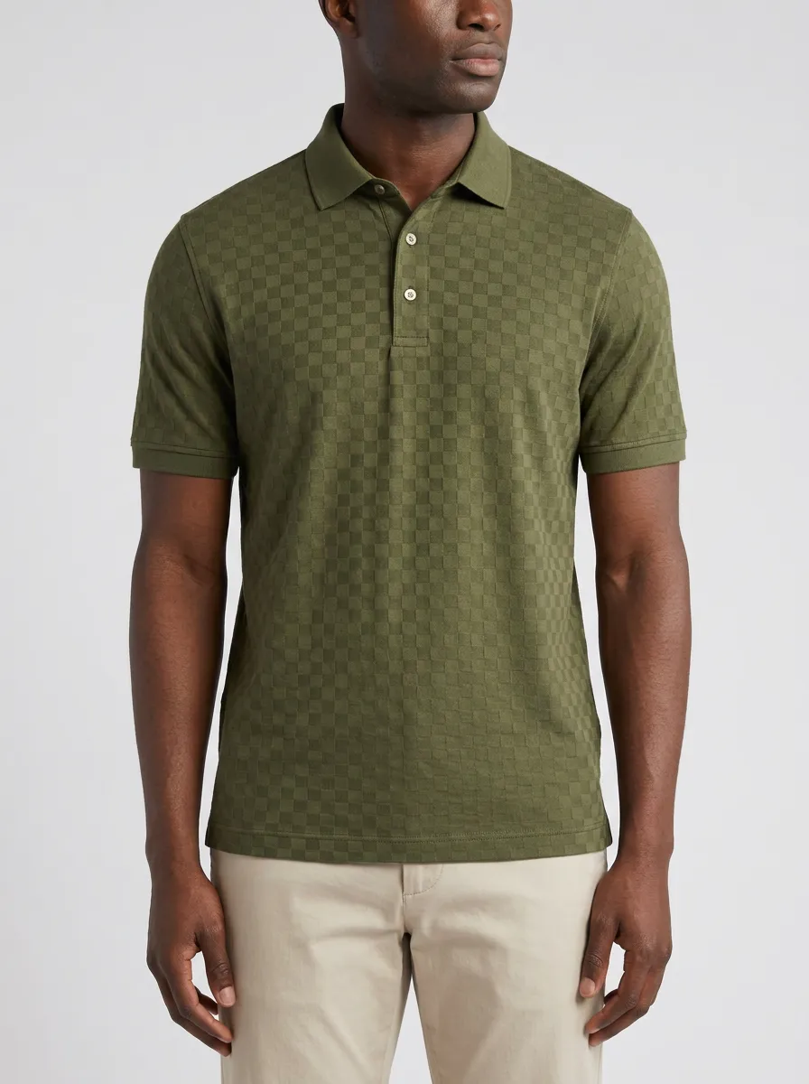 Textured Checkered Men's Polo Shirt